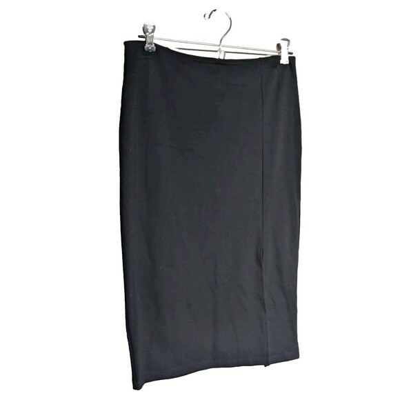 Solemio Los Angeles Pencil Skirt Women Large Back Zipper Below Knee Slit Black L - Picture 1 of 8